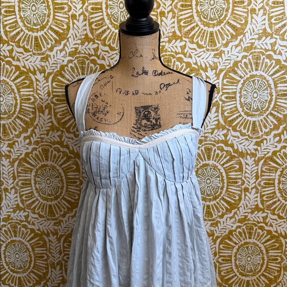 NWOT Free People Poppy Cotton Seersucker Midi Dress in Smoke (Light Blue) Sz M - Picture 5 of 12